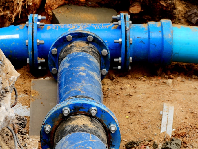 blue pipeline works in the ground