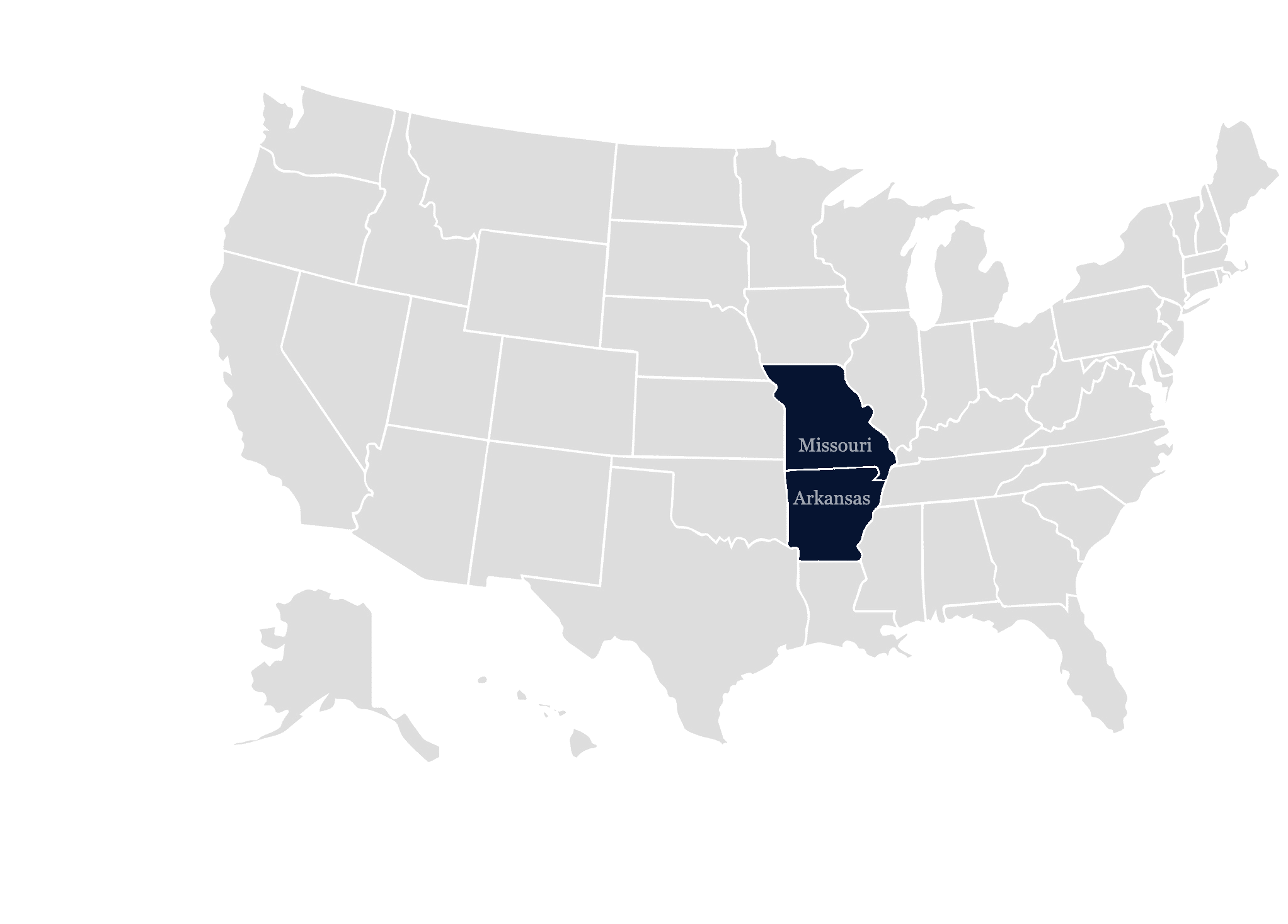 Missouri and Arkansas Map
